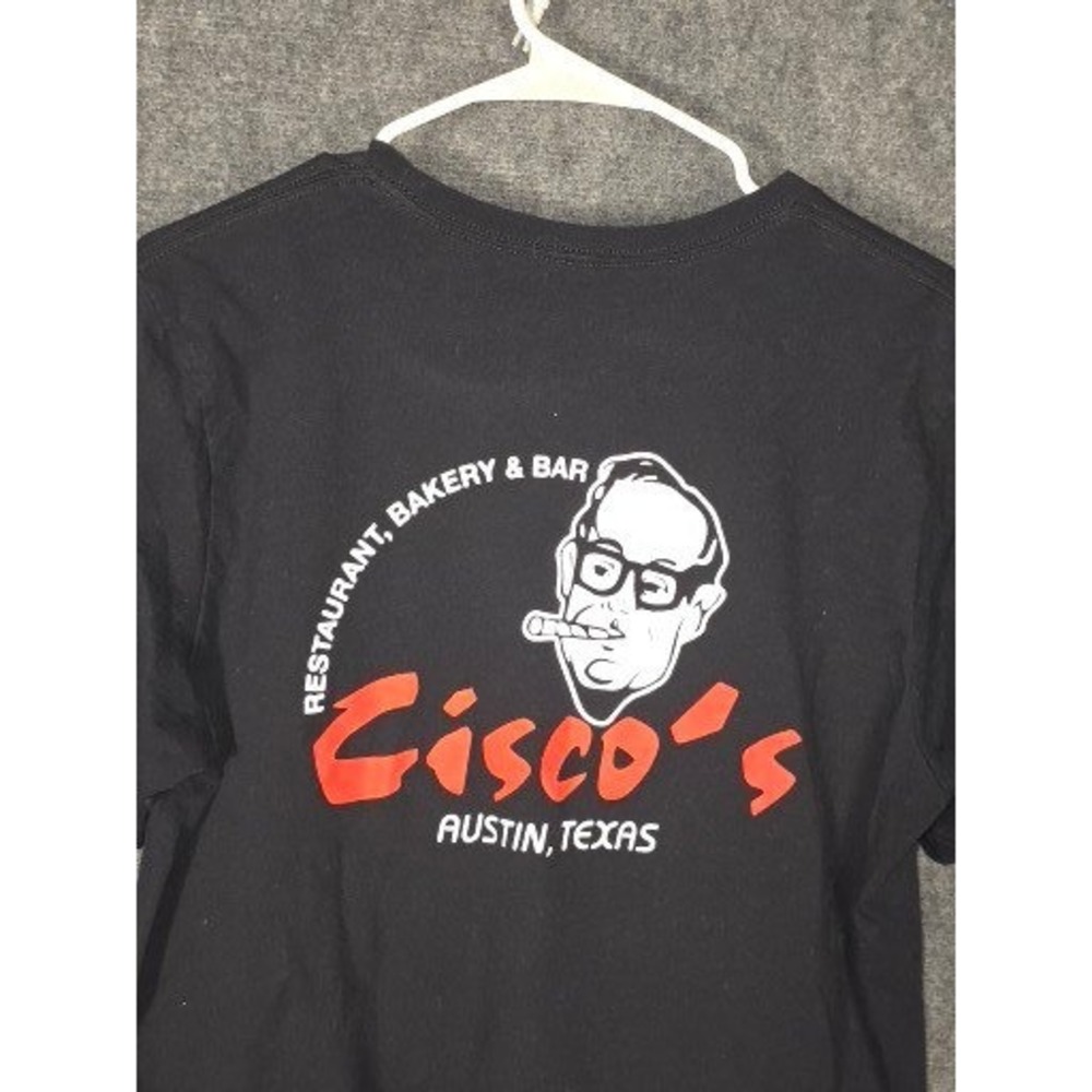 Ciscos Restaurant Austin Tx Graphic TShirt Mens Sz M Black Short Sleeve Pocket - Picture 8 of 9